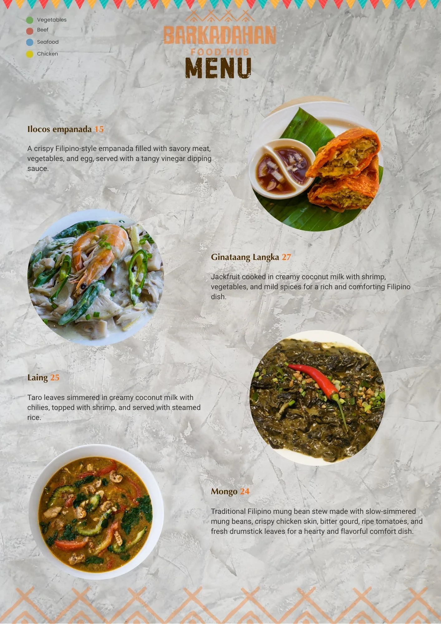 Restaurant menu design for Barkadahan Food Hub by Wai Yan Aung