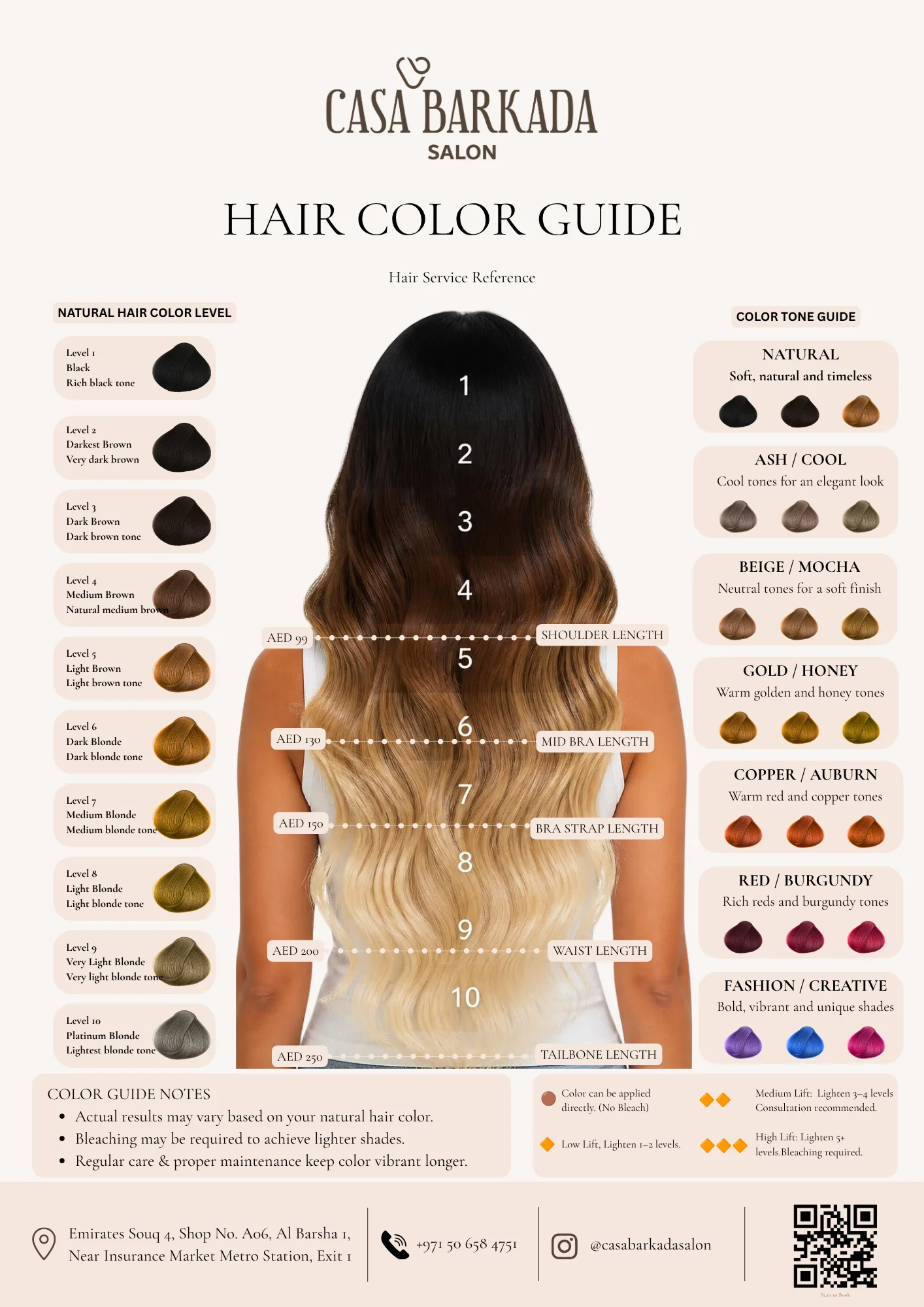 Hair color visual guide for Casa Barkada Salon by Wai Yan Aung